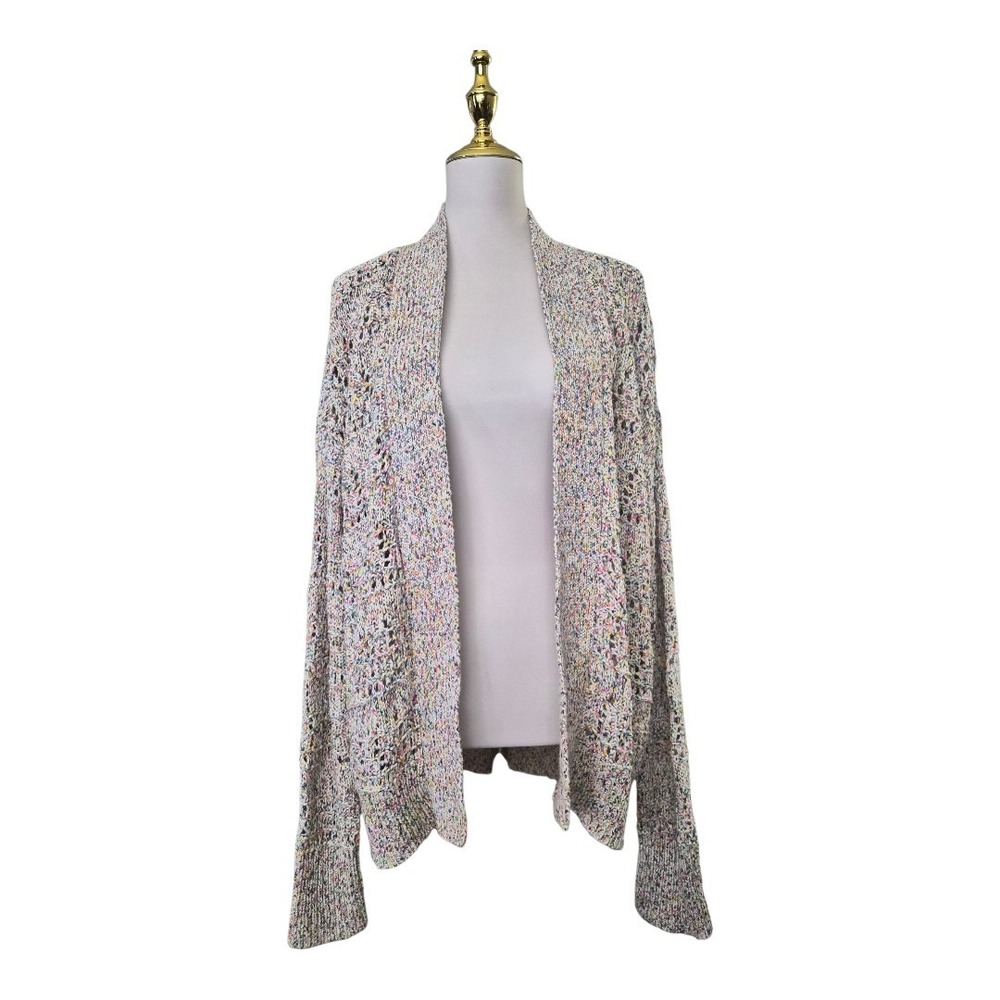 NY & Company Open Knit Cardigan Sweater Multicolor NWT Size Large L Lightweight